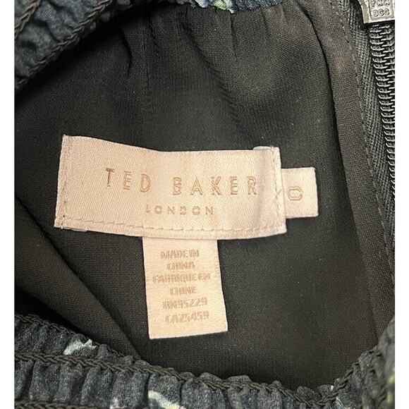 Ted Baker Hilaina Love Birds Midi Dress Black Cold Shoulder Size 0 or US 2 - Picture 12 of 13